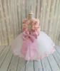 Robes de fille Belle robe de fête d'anniversaire bébé gonflé avec fleurs 3D Little Princess Tutu Robe pour tout-petit Girls Chrismas