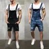 Macacões masculinos baggy jeans shorts macacões homens shorts roupas de verão rua angustiado denim bib macacão homem calças plus size 231227