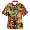 Camisas casuales para hombres Rana Impresión 3D Camisa colorida Playa Hawaiana Verano Manga corta Fiesta de vacaciones Ropa de calle de gran tamaño Chemise Homme