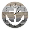 壁の時計ヴィンテージファーム納屋ホワイトボートアンカーオーシャン大きな時計ダイニングレストランカフェ装飾ラウンドホームデコレーション
