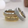 Anneaux de mariage imperméables en acier titane tissé maille anneau en métal Spinner bande pour hommes mâle libération stress cadeaux bijoux