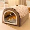 Winter Pet Cat Bed Foldable Dog House Villa Sleep Kennel Removable Nest Warm Enclosed Cave Sofa Big Supplies 231227