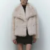 Chic Ins Blogger Brand Fashion Fake Fur Jacket Coat Women 2023 Winter Luxury Design Big Collar Coats Cool Girls Overrock 231226