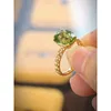 Cluster Rings 2023 Luxury Fashion 925 Sterling Silver Set Natural Cushion Green Tourmaline Gems Diamond Band Ring High Fine Bespoken Jewelry