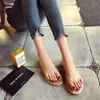 Slippers Seaside Black Leather Simple Flat-Heeled Non-Slip Flip-Flop Flip Flops Women's Summer Fashion Outerwear Beach