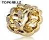 TOPGRILLZ Cuban Link Chain Ring Men39s Hip Hop Gold Color Iced Out Cubic Zircon Jewelry Rings 7 8 9 10 11 Five Size6251619