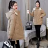 Frauen Unten 2023 Winter Baumwolle Parkas Frauen Mit Kapuze Warme Verdicken Mantel Wadded Jacke Weibliche Baumwolle Gefütterte Lange Parka c1398