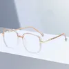 Solglasögon vintage fyrkantig metall glitter ram läsglasögon kvinnor mode optisk glasögon anti-blå ljus presbyopia glasögon