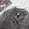 Toddler bébé garçons filles veste d'hiver manteau en laine avec plaid à paid à pairs à poitrine rétro pour enfants extérieurs vêtements tenues décontractées 231227