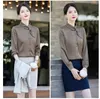 Blouses pour femmes Mode Femmes Chemises Blouse À Manches Longues Bureau Dames Travail Uniforme 2 Pièces Jupe Et Hauts Ensembles OL Style