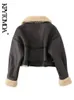 kpytomoa女性ファッション濃い暖かいフェイクシャーリングジャケットコートビンテージ長袖ベルトヘム女性アウターウェアシックトップ231226
