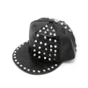 Capes à balle Rivets de style coréen Rivets Snakeskin Pu Leather Baseball Cap Men and Women Couple Hip Hop Hat Flat Brim Wholesale