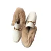 Designer shoes Slippers for Women Wearing Autumn Winter Muller Shoes Wearing Red Flat Bottom Rabbit Half Shoes Furry slipper XOEOl