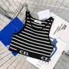 Designer Cl1ne Modekleidung Tanktops Strickweste Pullover T-Shirts Gestreifte Buchstaben-Ärmellose Damenoberteile aus Strick