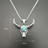 Pendant Necklaces Punk Retro Stainless Steel Turquoises Tau Bull Head Pendants For Men Rock Jewelry Drop2515