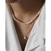 Pendant Necklaces 462 Korean version ins niche design temperament versatile shell pearl texture S925 Sterling Silver Necklace female