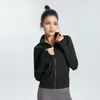 Hight Quality Thumb Hole Training Running Women Sport Fitness Coat Top Zipper Snabbtorkjacka Outfit Kläder Långärmad tröjor