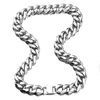 Chaînes 12/15/17 / 19mm Mode Acier inoxydable Argent Couleur Cubain Curb Chaîne Cool Hommes Femmes Collier ou Bracelet Cadeau de Noël 7-40"