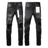 Nouveauté Jeans violet marque pour hommes mode High Street blanc Stretch élastique coupe skinny Denim hommes lavés endommagés trou détruit boutons mouche Hip Hop pantalon jean solide