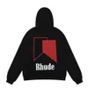 Herrtröjor tröjor Autumn Winter High Street modemärke Los Angeles Rhudehoodies Tryckt High Weight Hooded Men's Hoodies TPO4