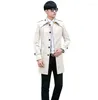 Men's Trench Coats Wine Red 2023 Designer Slim Sexy Single-breasted Coat Men Overcoat Long Sleeve Mens Clothing Business Outerwear Beige