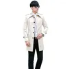 Trench Coats Men's Wine Red 2023 Designer Slim Sexy Sexe Breasted Mound Men Overcoat Long Manneve Mens Vêtements Businet Outorwear Sweet Beige