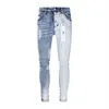 Jeans viola da uomo Jeans firmati Moda motociclisti strappati invecchiati Pantaloni cargo in denim da donna per uomo Pantaloni neri 29-40