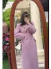 Autumn Winter Women s Thick Warm Overcoat 2023 Fashion Purple Double breasted Lapel Tweed Suit Jacket Female Loose Long Coat 231227