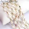 Mètres Est perle d'eau douce naturelle colorée chaîne CZ perles de chapelet remplies d'or pour collier Bracelet Chains259I