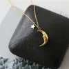 Tytan z 18 K Gold Moon Star Charms Naszyjnik Kobiety Projektant biżuterii ze stali nierdzewnej T Pokaż suknię wybiegu rzadka gotycka Japonia 2109276R