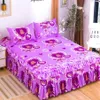 Bed Skirt thin Without Pillowcase Flower Printed Fitted Sheet Comfortable Bedsheet King Queen Bedspread Mattress Cover 231227