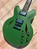 Full hollow 335, matte green, silver accessory, customized fingerboard, signed, lightning package