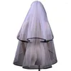 Свадебная вуали брак кружевные вуаль женщин многослойная свадьба для девичника тюля с черной лентой отделкой для