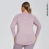 LU Plus Size Long Yoga Shirts Female Net Hole Beauty Back Long Sleeved Shirts Running Fitness Top Sportswear