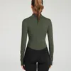 Camicie attive Donna Zip intera Top da yoga Allenamento da corsa Giacche con fori per i pollici Top corto aderente a maniche lunghe elasticizzato Abbigliamento sportivo