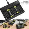 Caricatore a batteria AA Intelligente Smart Charging a 8 slot per batterie AAA NI-MH a 1,2 V, con protezione da sovraccarico e surriscaldamento