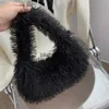 Shoulder Bags 2023 New Faux Fur Hobo Handbag Luxury Furry Soft Shopper Bag Y2K Girls Winter Plush Small Purse Fashion Fluffy Women Tote Walletblieberryeyes