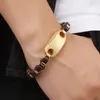 Bangle Fashion Men Gold Chain Armband Bangles Cool Silver Color Titanium Square Tag Box Armband smycken