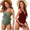 Ensemble 2022 Grossesse Volants Maillots de bain Femmes Solide Vcou Onepiece Maillot de bain Maternité Maillot de bain Summer Beachwear Body Plus Taille