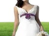 Плюс размер белые и фиолетовые свадебные платья Империя талия vneck beads аппликации атласные свадебные платья на заказ 2019 8730281