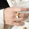 Ladies Gold Ring Geometric Shell Ring Stainless Steel Plated 18k Gold High Grade Fashion Party Jewelry