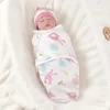 Decken Born Schlafsack Baumwolle Baby Pucktuch Verstellbarer Schlafsack Mütze Set Anti-Kick Warme weiche Decke
