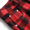 Mężczyźni Red Plaid Printed Pants Fashion Slim Elaste Dżinsy Trendy Plus Size Proste spodnie 231226