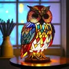 Animal Table Lamp Series Stained Glass Cat Dragon Wolf Horse Owl Dolphin Turtle Elephant Mermaid Night Light 231227