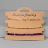 Charm Bracelets 3pcs/set Fashion Men's Natural Stone Lapis Lazuli Beaded Gold Color Beads Chain Bohemian Jewelry