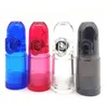 Smoking Tobacco Pipe Acrylic Snuff Powder Dispenser Snorter Bullet Rocket Shape Nasal Snuffer Plastic Tube Clear Bongs