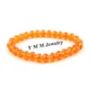 Oranje Kleur 8mm Facet Kristal Kralen Armband Voor Vrouwen Eenvoudige Stijl Rekbare Armbanden 20 stks lot Whole190e