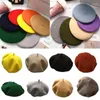 Berets Women Winter Warm Faux Wool Elastic Hat Simple Solid Color Vintage French Artist Painter Elegant Outdoor Beanie 17