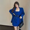 Abiti da lavoro Moda donna Abiti 2 pezzi Abiti Blu Nero Con cintura Abito a trapezio Giacca a maniche lunghe Giacca Abiti Elegante Lady 2 pezzi Gonna