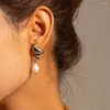 Boucles d'oreilles pendantes Youthway en acier inoxydable, pendentif en perle spirale, étanche, plaqué 18K, bijoux antiallergiques, cadeau de haute qualité